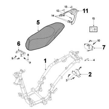 Frame en zadel Peugeot Tweet 125 E3 2010-2013