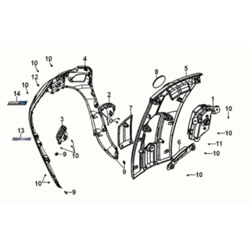 Front cover Sym Fiddle IV 125i LC ABS E5 2020-2021 WHITE (WH-8028P)