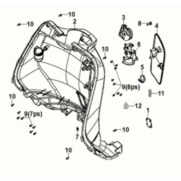 Front inner cover Sym Fiddle IV 125i LC ABS E5 2020-2021 WHITE (WH-8028P)