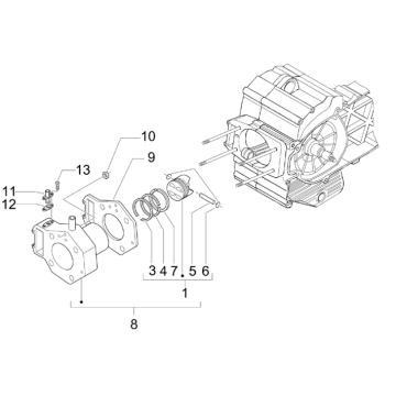 Grupa sworznia tłoka cylindra Piaggio Beverly 500 E3 2007-2012