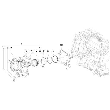 Grupa sworzni tłoka cylindra Vespa GTS 125 4T E5 ABS 2021 (EMEA)