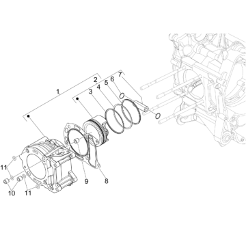 Sworzeń tłoka siłownika grupy Vespa GTS 300 ie 2008-2016 (z ABS i bez)