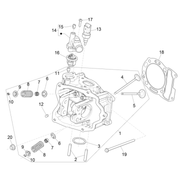 Głowica grupy - Zawory - Piaggio Beverly 300 4T 4V HPE ABS E5 2021-2022 (EMEA)