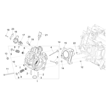 Głowa grupy - Zawory Piaggio Medley 150 4T IE ABS E4 2016-2020 (EMEA)