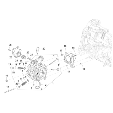Głowa grupy - Zawory - Vespa GTS 125 4T E5 ABS 2021 (EMEA)