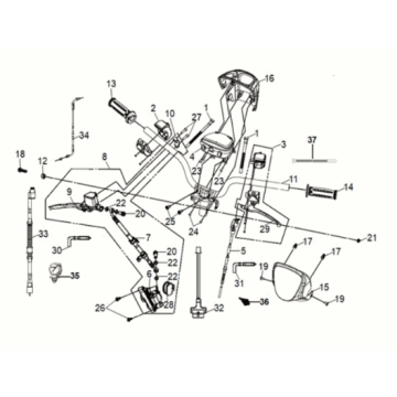Kierownica Sym Mio 50I E5 Szary/Czarny (BK-2593U/BK-001C)