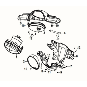 Handle cover - head light Sym Fiddle IV 125i LC ABS E5 2020-2021 GRAY (GY-430C)