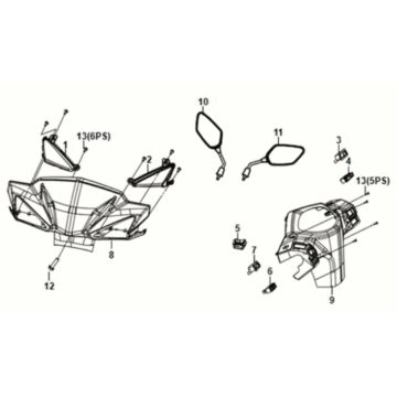 Handle Pipe - Handle Cover Sym Orbit III 125i E5 Grey (GY-430C)