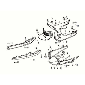 Osłona środkowa płyty podłogowej błotnika wewnętrznego Sym Fiddle IV 50 E5 Szary (GY-430C)