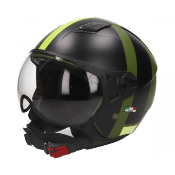 Vito Moda czarny matowy/zielony kask odrzutowy