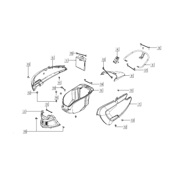 Części tylnej pokrywy Kymco Like od 2018 roku czarny