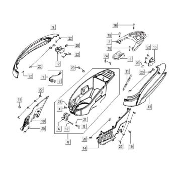 Tylna pokrywa czÄĆci Kymco People S 300i Tylna pokrywa czÄĆci Kymco People S 300i