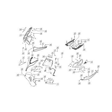 obejmuje przednie środkowe Kymco Super8 4-suwowy z 2009 czerwony