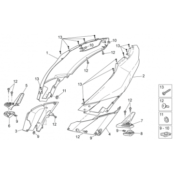 Okapy tylne I Aprilia SR 50 H2O ie+carb 2004-2009 niebieskie