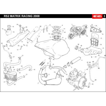 Chłodzenie- zbiornik paliwa- wydechowy Rieju Rs2 niebieski 2006 2-suwowy