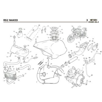 Chłodzenie- zbiornik paliwa- wydechowy Rieju Rs2 Naked czerwony 2009 2-suwowy