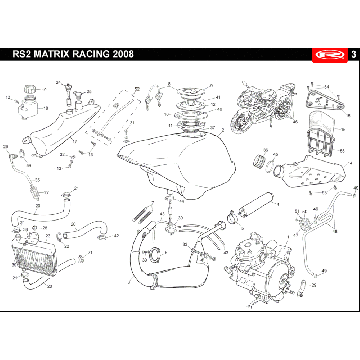 Chłodzenie- zbiornik paliwa- wydechowy Rieju Rs2 wyścigi czarny 2010 2-suwowy