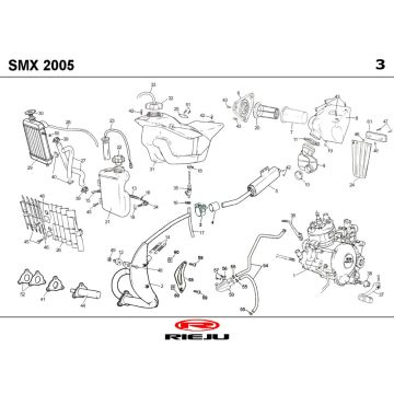 Chłodzenie- Zbiornik paliwa- Wydech Rieju SMX p-up niebieski 2008 2-suwowy