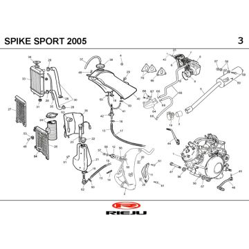 Chłodzenie- zbiornik paliwa- wydechowy Rieju Spike czarny 2005 2-suwowy