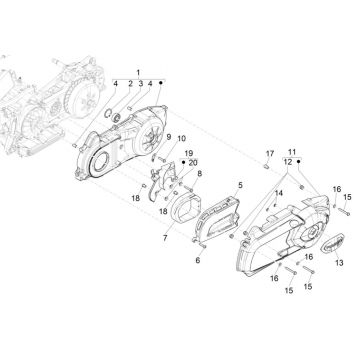Obudowa skrzyni corbowej - Piaggio MP3 300 HPE /300 HPE SPORT E5 ABS 2020-2022 (EMEA) pokrywa skrzyni korbowej