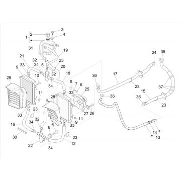 Układ chłodzenia Vespa GTS 300 HPE 4T 4V IE ABS E4 2019 (EMEA)