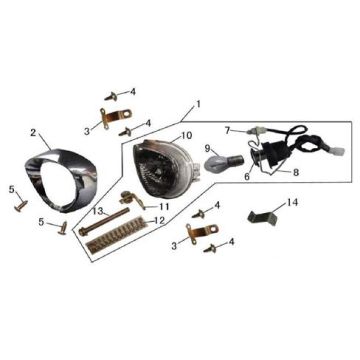 Lampa przedni China LX biała