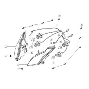 Lampka przedni Kymco Downtown 300i ciemnoszara