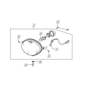 Lampa przedni Kymco Yup 2t ac srebrna