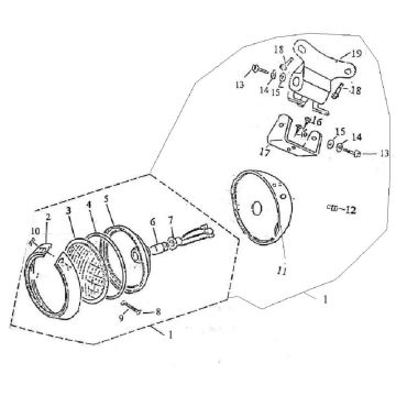 Lampa przednia Turbho RG50 biała czarna