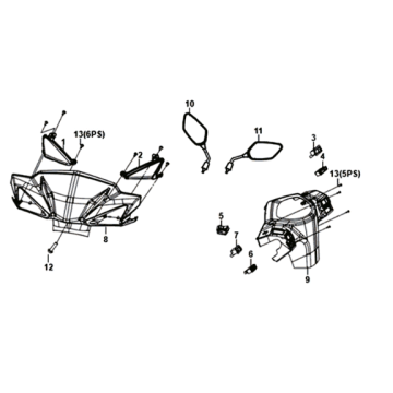 Koplampkap / spiegels / schakelaars Sym Orbit III 125I E4 BLUE (BU-300S)