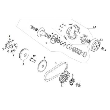 Wariator sprzęgający 10 GY6 (EURO 4; po 2018 r.)-Koppeling- Variateur 10 GY6 (EURO 4 na 2018) a tm d