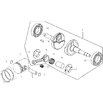 Pierścień tłokowy wału korbowego Sym DD50 niebieski