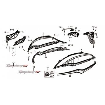 Sym Symphony ST 125I E4 jasny czarny (BK-7C/czarny ST) poszycie