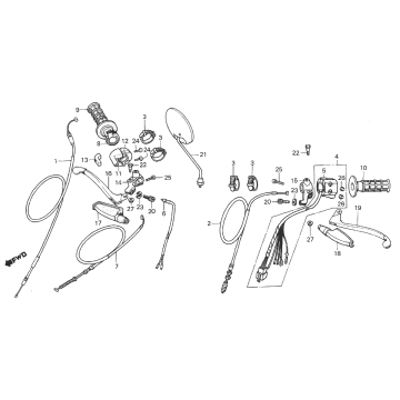 Dźwignie hamulcowe - Uchwyty - Lusterka - Honda MTX 50 linki