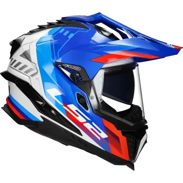 Kask adventure LS2 Explorer Hexa MX701 biały / niebieski / czerwony