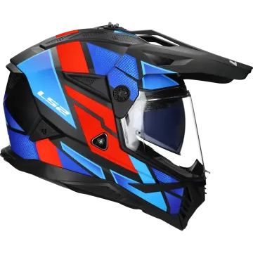 Kask adventure LS2 Pioneer II Block MX702 czarny / czerwony / niebieski