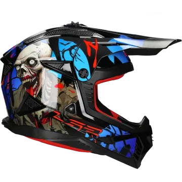 Kask cross LS2 Fast II Zombie II MX708 czarny / czerwony / niebieski