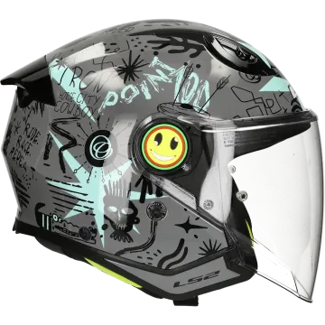 Kask dziecięcy LS2 Funny II Scribble OF622 szary / niebieski