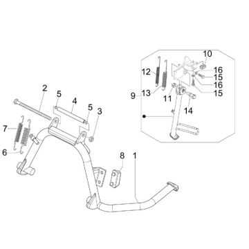 Stojak środkowy Vespa S 45km 4-suwowy 4-zawór Stojak środkowy Vespa S 45km 4-suwowy 4-zawór