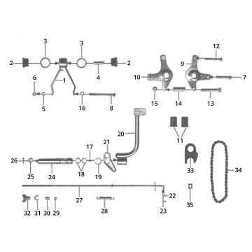 Lańcuch hamulca nożnego zawieszenia silnika Zundapp GTS 50 517-40L5