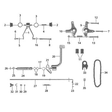 Łańcuch hamulca nożnego zawieszenia silnika Zundapp 50 517-40L0