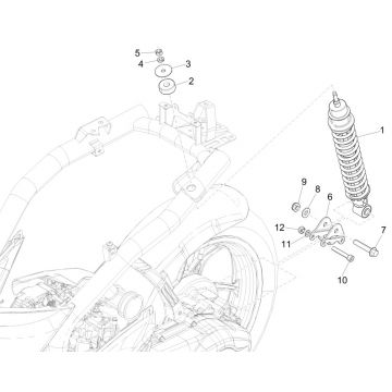 Zawieszenie tylne - Amortyzator Piaggio Liberty 125 4-suwowy 3V IE ABS (IGET Euro 5)