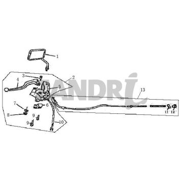 Części hamulcowe lewe Lusterko BTC Grande Retro GT1 niebieski kremowy metaliczny