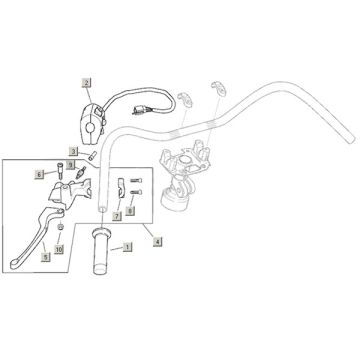 Układ hamulcowy+Handels lewy Aprilia Mojito Custom 2t (silnik Piaggio) 2004 - 2010