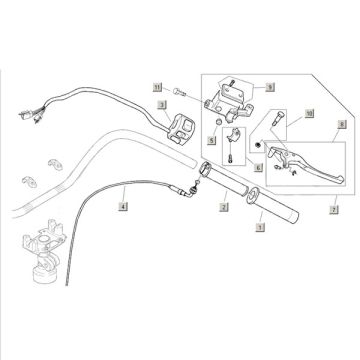 Układ hamulcowy+Handels prawy Aprilia Mojito Custom 2t (silnik Piaggio) 2004 - 2010