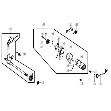 Części przełączające Kymco Activ 4-suwowe niebiesko-czarne