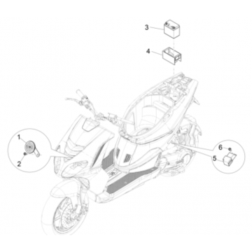 Akumulator - klakson - przekaźnik rozrusznika Piaggio NRG Power 50 2-suwowy LC Euro 4