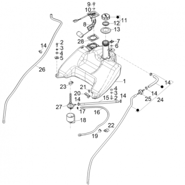 Zbiornik gazu - zbiornik pływakowy - Zawór próżniowy Piaggio Typhoon 50 2-suwowy Euro 4 2018-2020