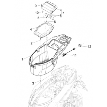 Piaggio Typhoon 50 2-suwowy pudełko na kask Euro 4 2018-2020