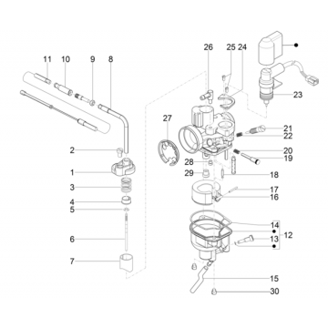 Części gaźnika Piaggio Typhoon 50 2-suwowy Euro 4 2018-2020